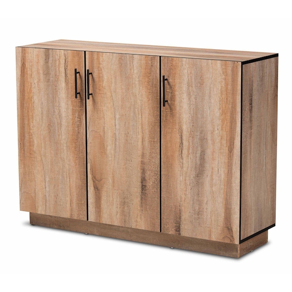 Baxton Studio Patton Modern and Contemporary Natural Oak Finished Wood 3-Door Dining Room Sideboard Buffet 179-11217-Zoro - main